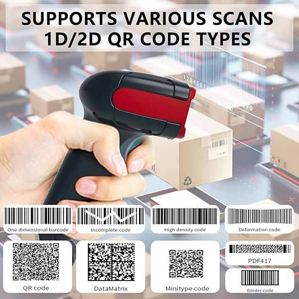 LENVII Wired 2D QR Code Scanner 1D Bar Code Scanner 1D 2D Barcode Reading Red 3 - LXINDIA.COM