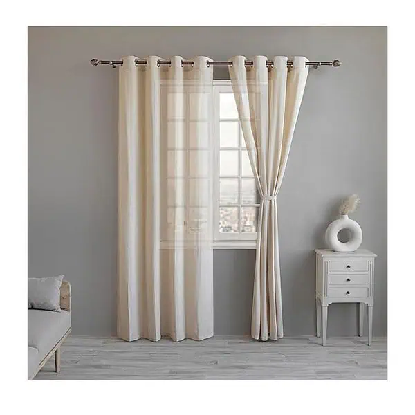 LINENWALAS Cotton Linen Solid Sheer Curtain Natural Linen - LXINDIA.COM