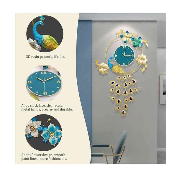 LOOKMINT Large Peacock Wall Clock A - LXINDIA.COM