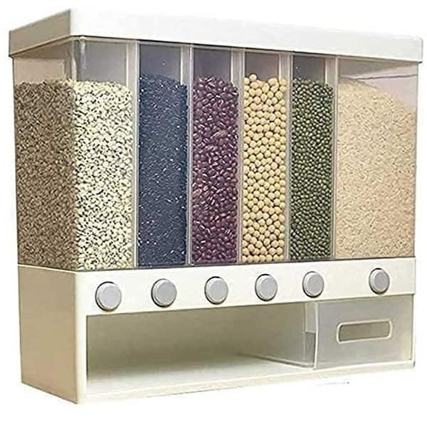 LUCHILA Wall Mounted Cereal Dispenser For Kitchen 6 Grid - LXINDIA.COM