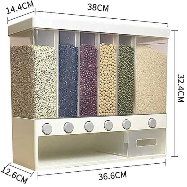 LUCHILA Wall Mounted Cereal Dispenser For Kitchen 6 Grid2 - LXINDIA.COM