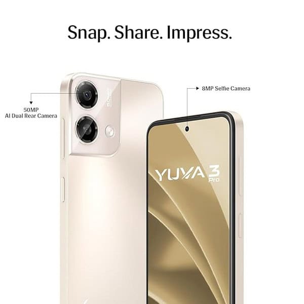 Lava Yuva3 Pro 8GB RAM 128GB Storage Desert Gold2 - LXINDIA.COM