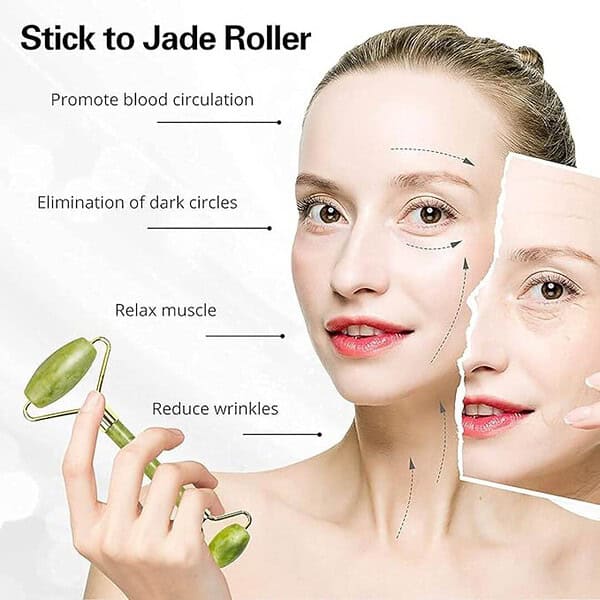 Laxit Face Stone Jade Roller Massager with Gua Sha Stone And Silicone Reusable Ice Roller Set 1 - LXINDIA.COM