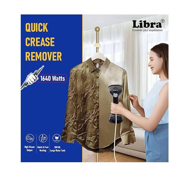 Libra Steam Iron for Clothes Handheld Garment Steamer with 3 Steaming Levels Cloth Iron Black A - LXINDIA.COM