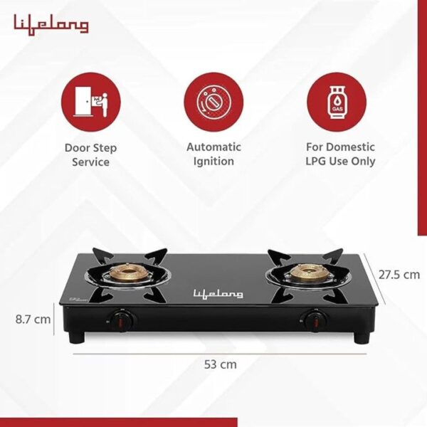 Lifelong 2 Burner Gas Stove Top for Kitchen Automatic Ignition Cooktop3 - LXINDIA.COM