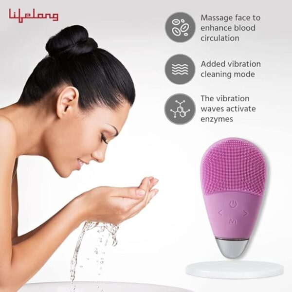 Lifelong LLM342 Facial Cleansing Massager Brush Rechargeable Electric Handheld Face Massager 1 - LXINDIA.COM