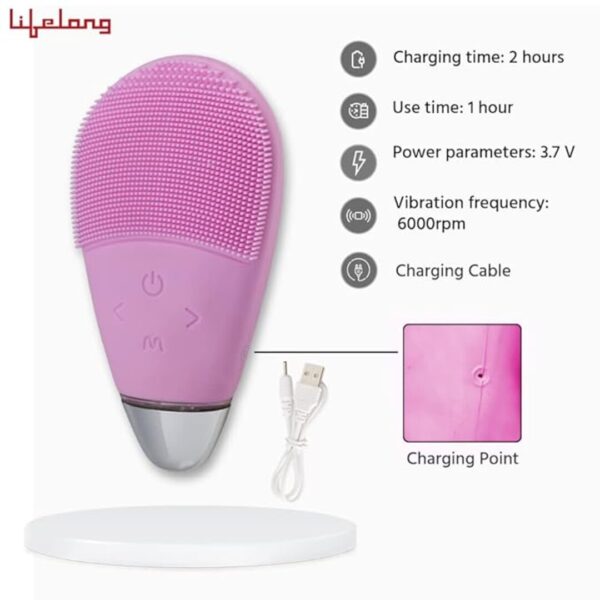 Lifelong LLM342 Facial Cleansing Massager Brush Rechargeable Electric Handheld Face Massager 3 - LXINDIA.COM