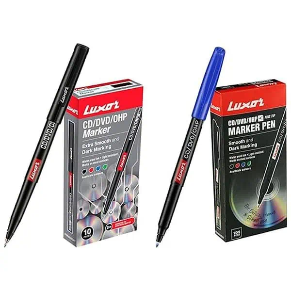 Luxor Cd Dvd Ohp Marker Black Blue Box Of 10 - LXINDIA.COM