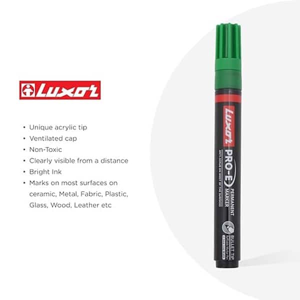 Luxor Pro E Refillable Permanent Marker in Rich Green Pack of 10 2 - LXINDIA.COM