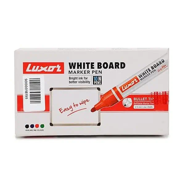 Luxor White Board Marker Pens Black Pack of 10 - LXINDIA.COM