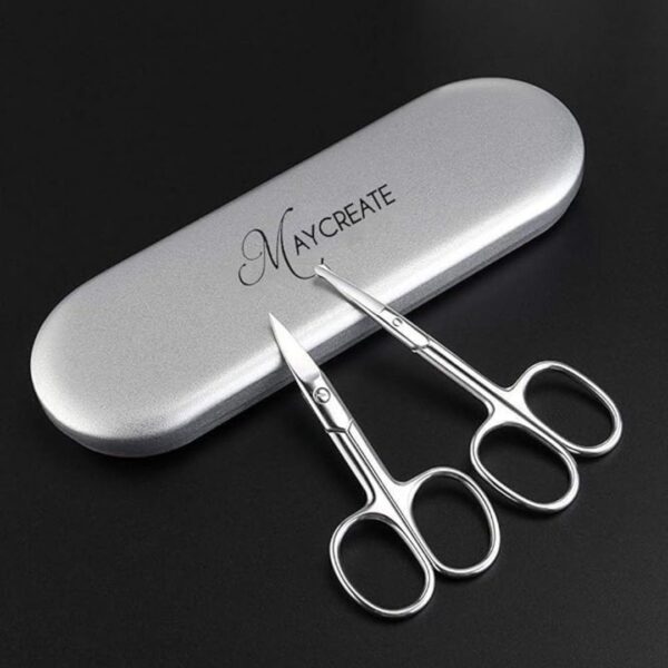 MAYCREATE 2pcs Stainless Steel Scissors Set with Storage Box Silver1 - LXINDIA.COM