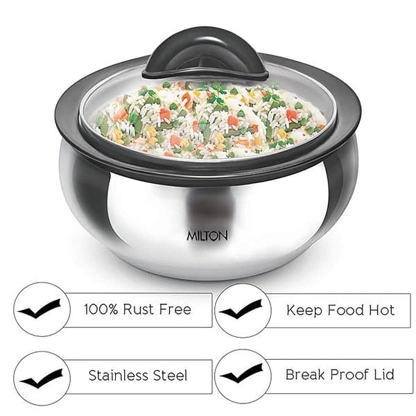 MILTON Clarion 1500 Double Walled Stainless Steel Casserole 3 - LXINDIA.COM