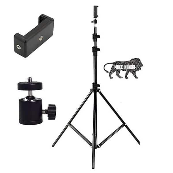 MUKTRICS Evond Portable 7 Feet 84 Inch Long Tripod Stand With Adjustable Mobile Clip Holder - LXINDIA.COM