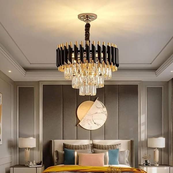 Mahganya Metal and K9 Crystal Golden Finish Exqusite Design Chandelier1 - LXINDIA.COM