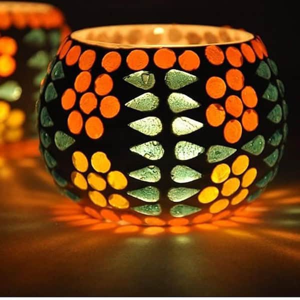 Mahganya Pack of 2 Turkish Mosaic Glass Votive Tealight Candle Holders1 - LXINDIA.COM