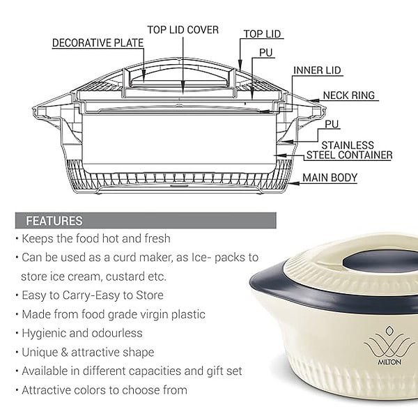 Milton Royal Casserole 830 ml Cream 3 - LXINDIA.COM