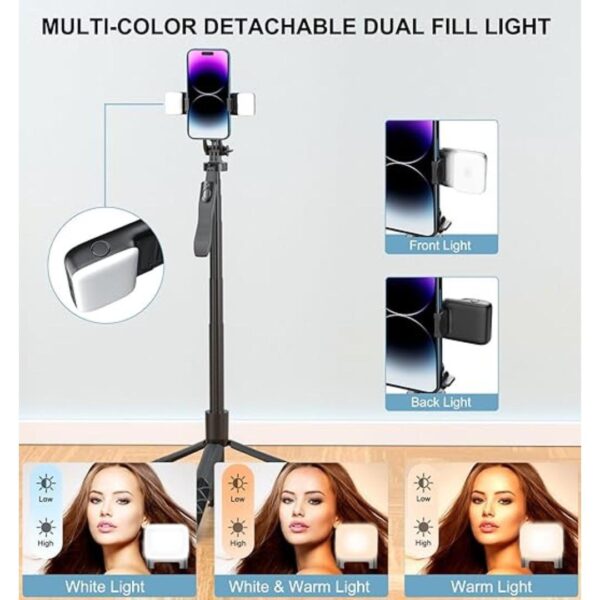 Mobilife 62inch Selfie Stick with Tripod Stand and Dual Fill Light Balance Handle1 - LXINDIA.COM