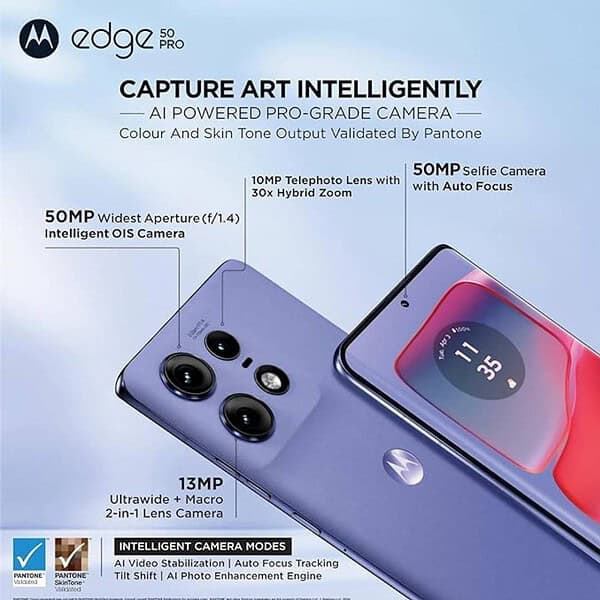 Motorola Edge 50 Pro 5G 12 GB RAM 256 GB storage Luxe Lavender3 - LXINDIA.COM