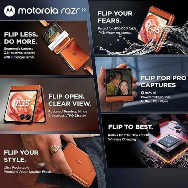 Motorola razr 50 8GB RAM 256GB Storage Spritz Orange1 - LXINDIA.COM