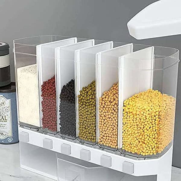 NOBILEA Wall Mounted Cereal plastic Dispenser 6 Grid1 - LXINDIA.COM