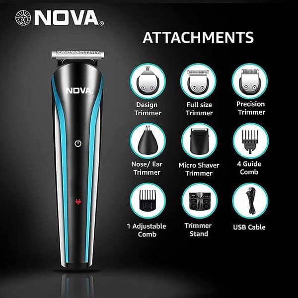 NOVA NG 1152 Cordless Rechargeable 60 Minutes Runtime Multi Grooming Trimmer for Men 1 - LXINDIA.COM