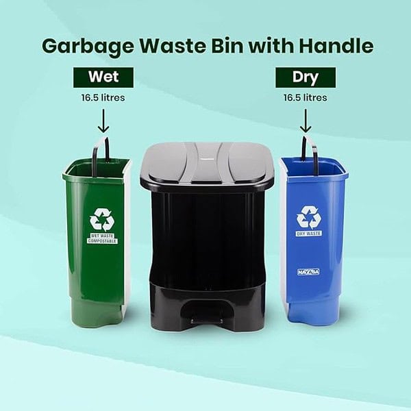 Nayasa 2 In 1 Dustbin with Lid Green Blue 1 - LXINDIA.COM