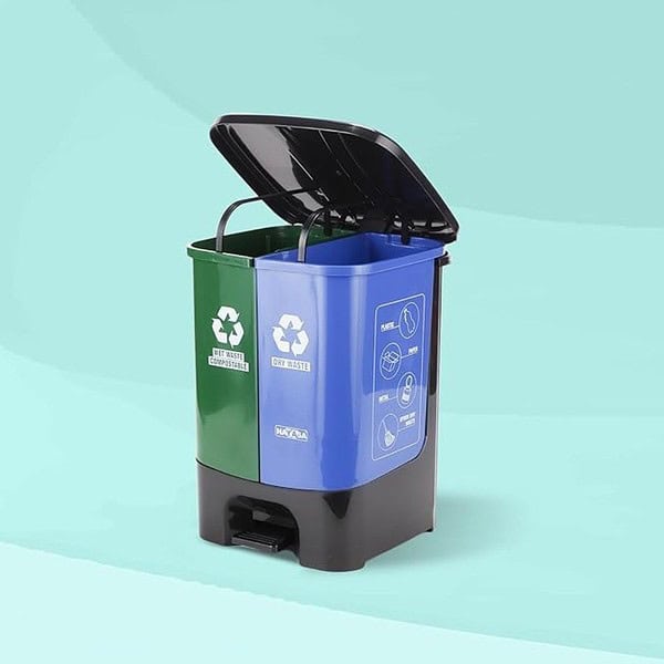 Nayasa 2 In 1 Dustbin with Lid Green Blue 3 - LXINDIA.COM