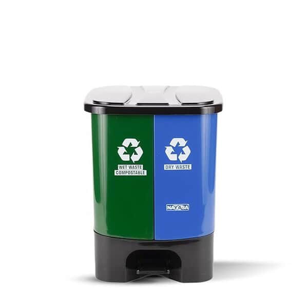 Nayasa 2 In 1 Dustbin with Lid Green Blue - LXINDIA.COM