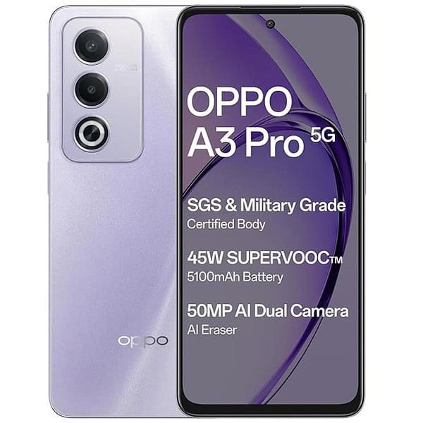 OPPO A3 Pro 5G 8GB RAM 128GB Storage Moonlight Purple - LXINDIA.COM