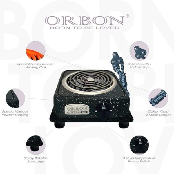 ORBON 2000 Watt Electric Coil Cooking Gas Stove Vitreous Black2 - LXINDIA.COM