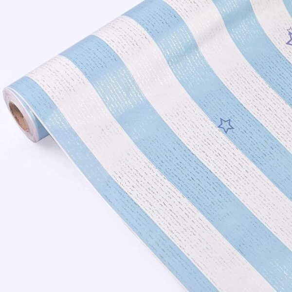 OREN EMPOWER PVC DIY Mixture of Blue White Stripes Wallpaper - LXINDIA.COM