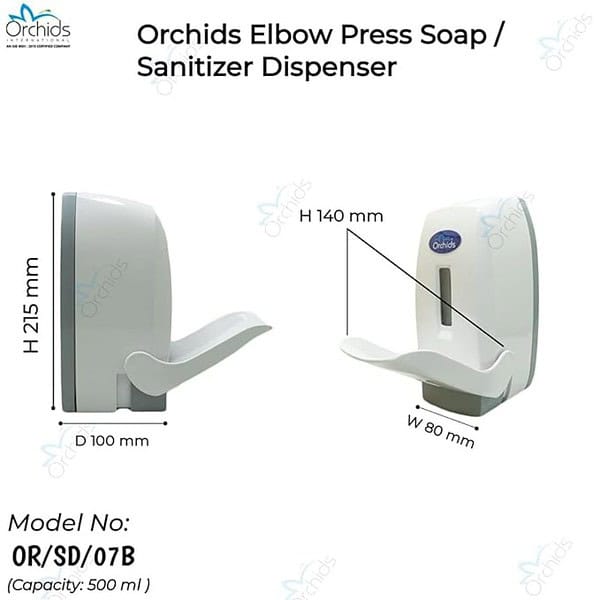 Orchids Elbow Operated Sanitizer Dispenser 500 ml White1 - LXINDIA.COM