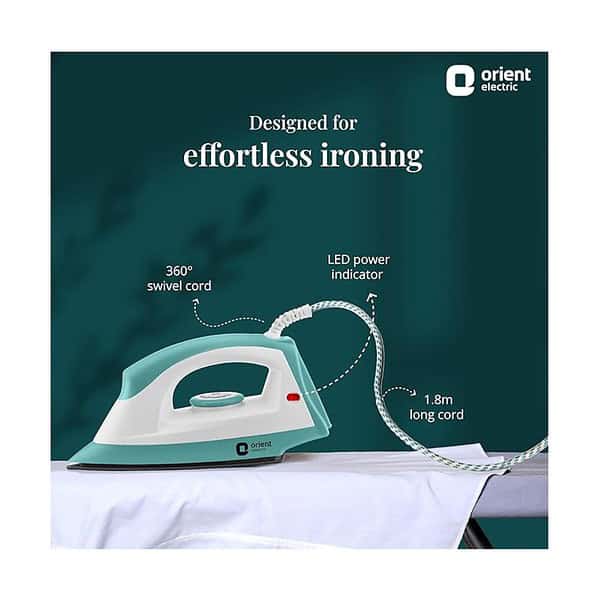 Orient Electric Fabrijoy 1000 Watt Dry Iron White Blue B - LXINDIA.COM