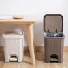 PARASNATH Plastic Rattan Design Pedal Dustbin Off White Colour - LXINDIA.COM