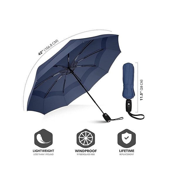 PENTOM Umbrella Automatic Open Travel Umbrella Blue B - LXINDIA.COM