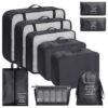 POPCUBE 10 Pcs Travel Organizer Pouch Packing Cubes Black - LXINDIA.COM