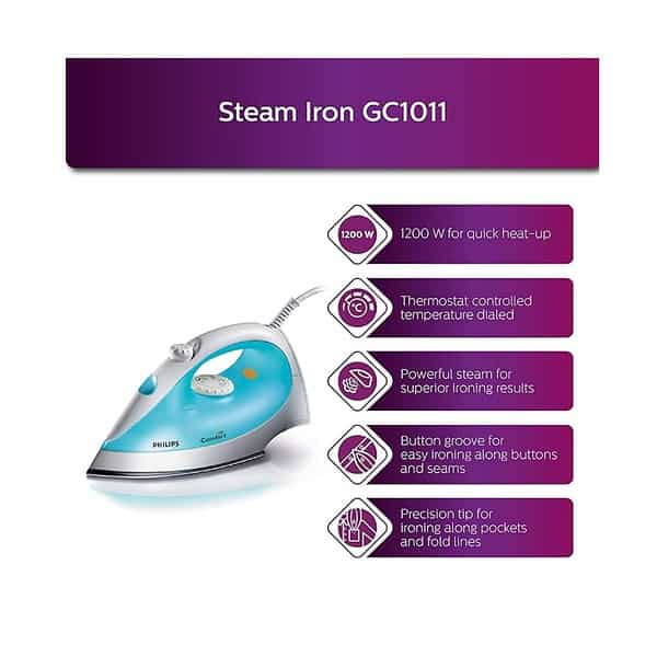 Philips Steam Iron GC101101 with 1200 Watts power Cloth Ironss - LXINDIA.COM