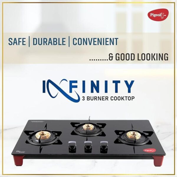 Pigeon Infinity Glass Stove with Glass Top and Stainless Steel body Black3 - LXINDIA.COM