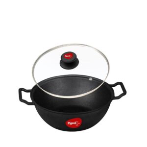 Pigeon by Stovekraft Cast Iron Kadai with Glass Lid Medium 24 cm - LXINDIA.COM