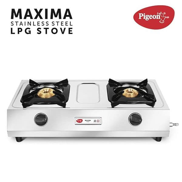 Pigeon by Stovekraft Favourite Maxima Stainless Steel 2 Burner Gas Stove Silver1 - LXINDIA.COM