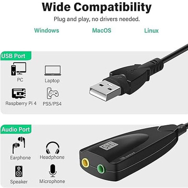 Plan4Buy USB External Stereo Sound Adapter 5hv2 Multi Function USB2 - LXINDIA.COM