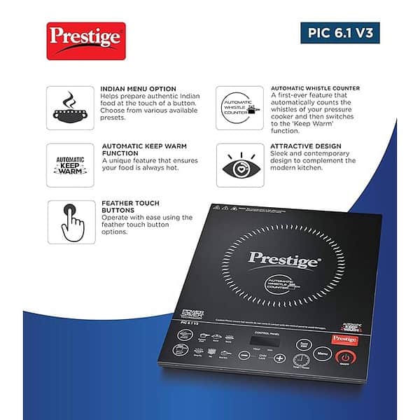 Prestige PIC 6.1 V3 PIC 2200 Watts Induction Cooktop Black 3 - LXINDIA.COM