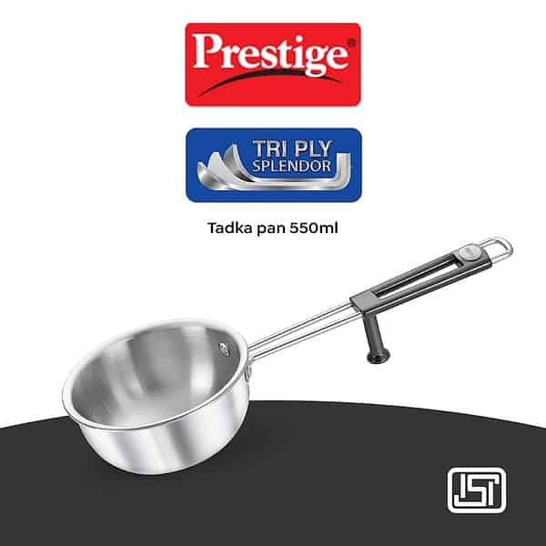 Prestige Tri ply Splendor Tadka Pan 13 cm 550ml Stainless Steel1 - LXINDIA.COM