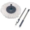 Primeway SS Rotating Spin Mop Handle Rod Plastic Disc and Refill Grey and White - LXINDIA.COM