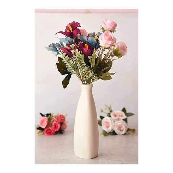 PulGos White Ceramic Flower Vase - LXINDIA.COM