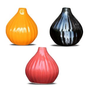 Pure Source India Ceramic Garlic Shape Flower Vase 3 Pieces - LXINDIA.COM