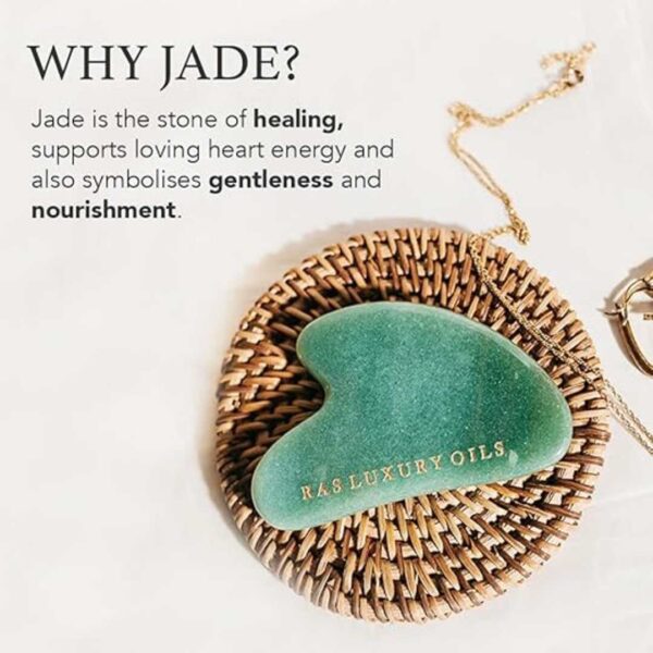 RAS Luxury Oils Jade Gua Sha Authentic Green Stone Face Massage Tool 1 - LXINDIA.COM