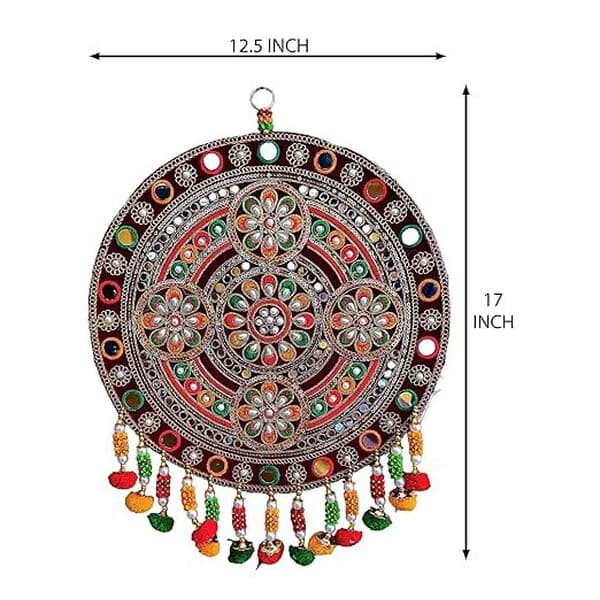 REPTUM DECOR Velvet Traditional Round Floral Design Diwali Decoration Wall hanging 3 - LXINDIA.COM