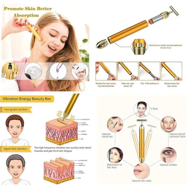 RUDRESHWAR T Shaped Gold Electric Vibration Facial Massage 1 - LXINDIA.COM