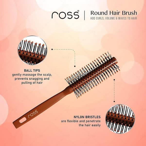 Ross Round Hair Brush for Men Women Chocolate Brown2 - LXINDIA.COM